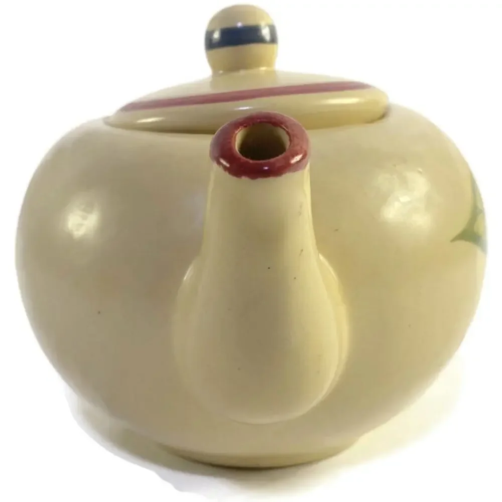 Heritage Stoneware Teapot Hand Painted Flower Brown #378/600 Fired Twice